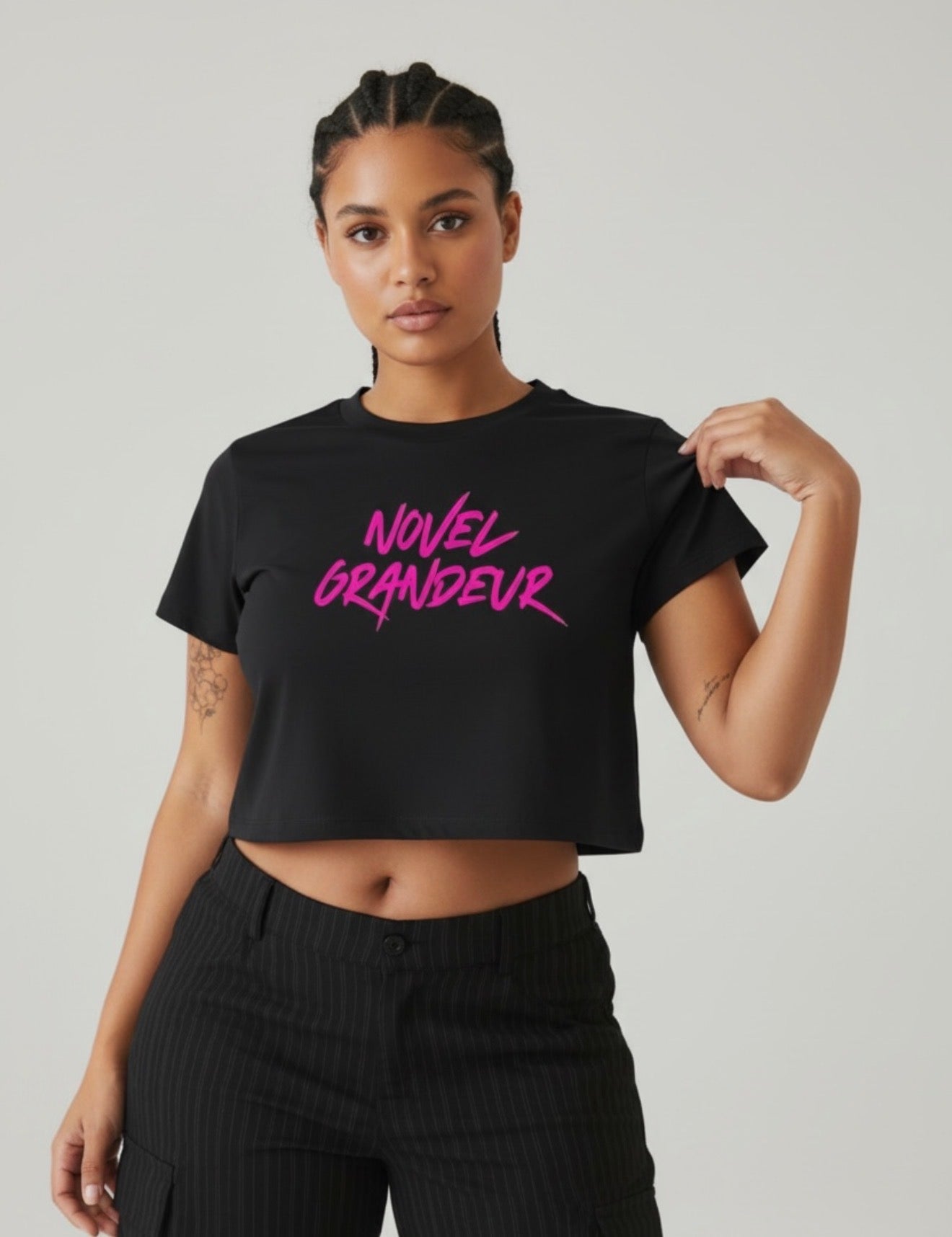 Black & Pink High Waist Boxy Tee