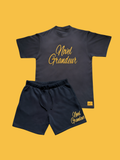 Black & Gold Novel Grandeur Shorts & T-Shirt Set