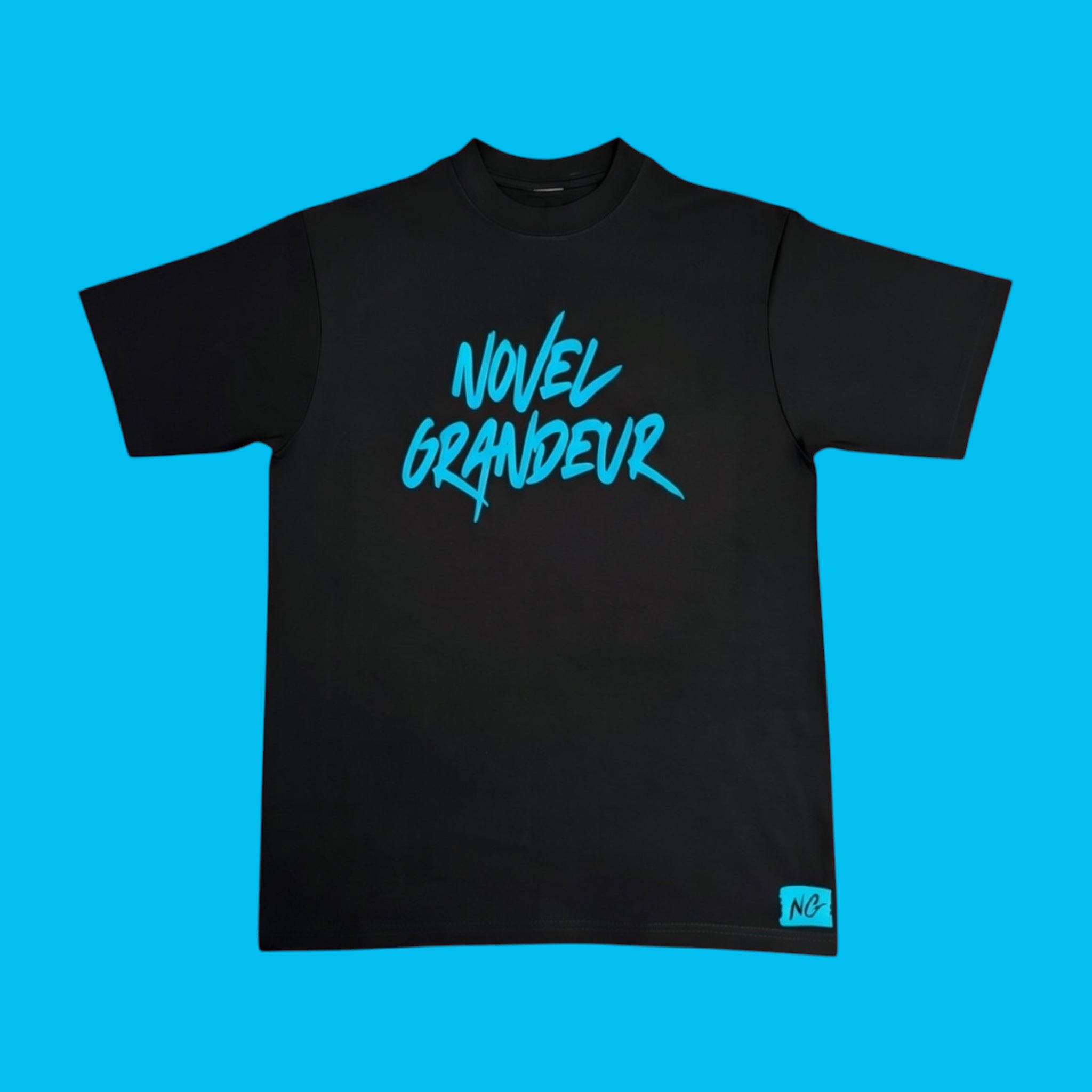 Black & Sky Blue “Summer Vybez” Nylon Shorts & T-Shirt Set