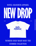 White & Royal Blue High Waist Boxy Tee