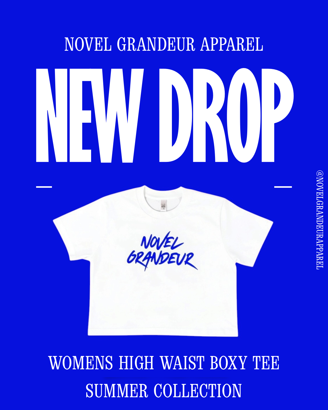White & Royal Blue High Waist Boxy Tee
