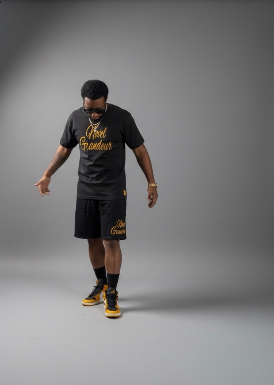 Novel Grandeur Black & Gold Shorts