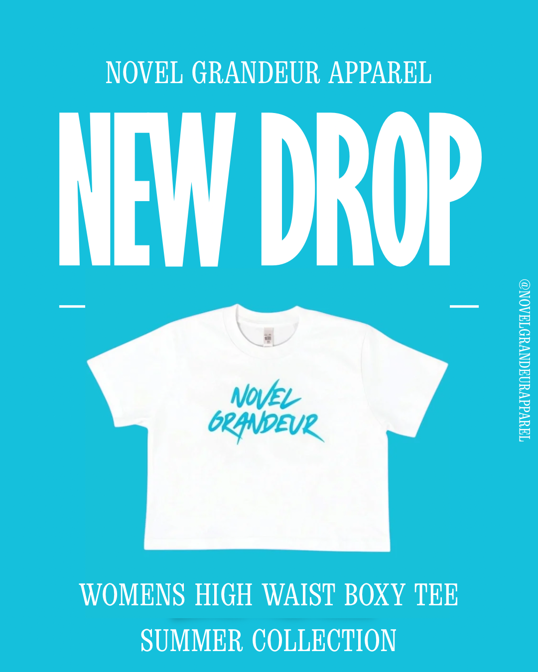 White & Tiffany Blue High Waist Boxy Tee