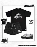 Black & White “Summer Vibes” Nylon Shorts & T Shirt Set