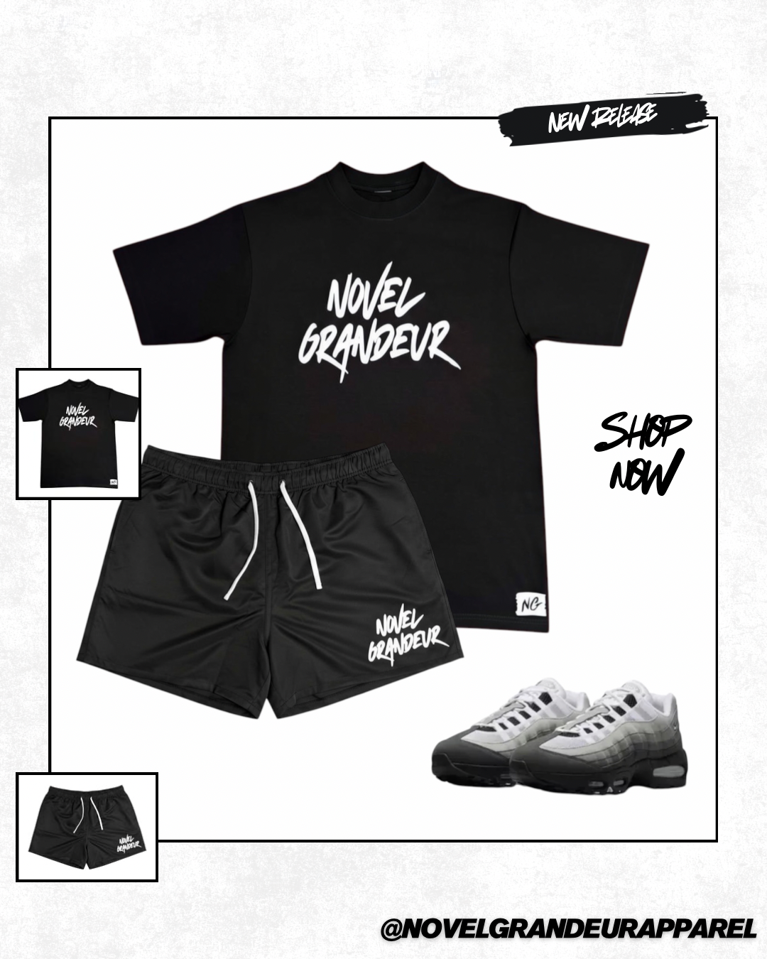 Black & White “Summer Vibes” Nylon Shorts & T Shirt Set
