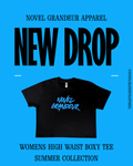 Black & Sky Blue High Waist Boxy Tee