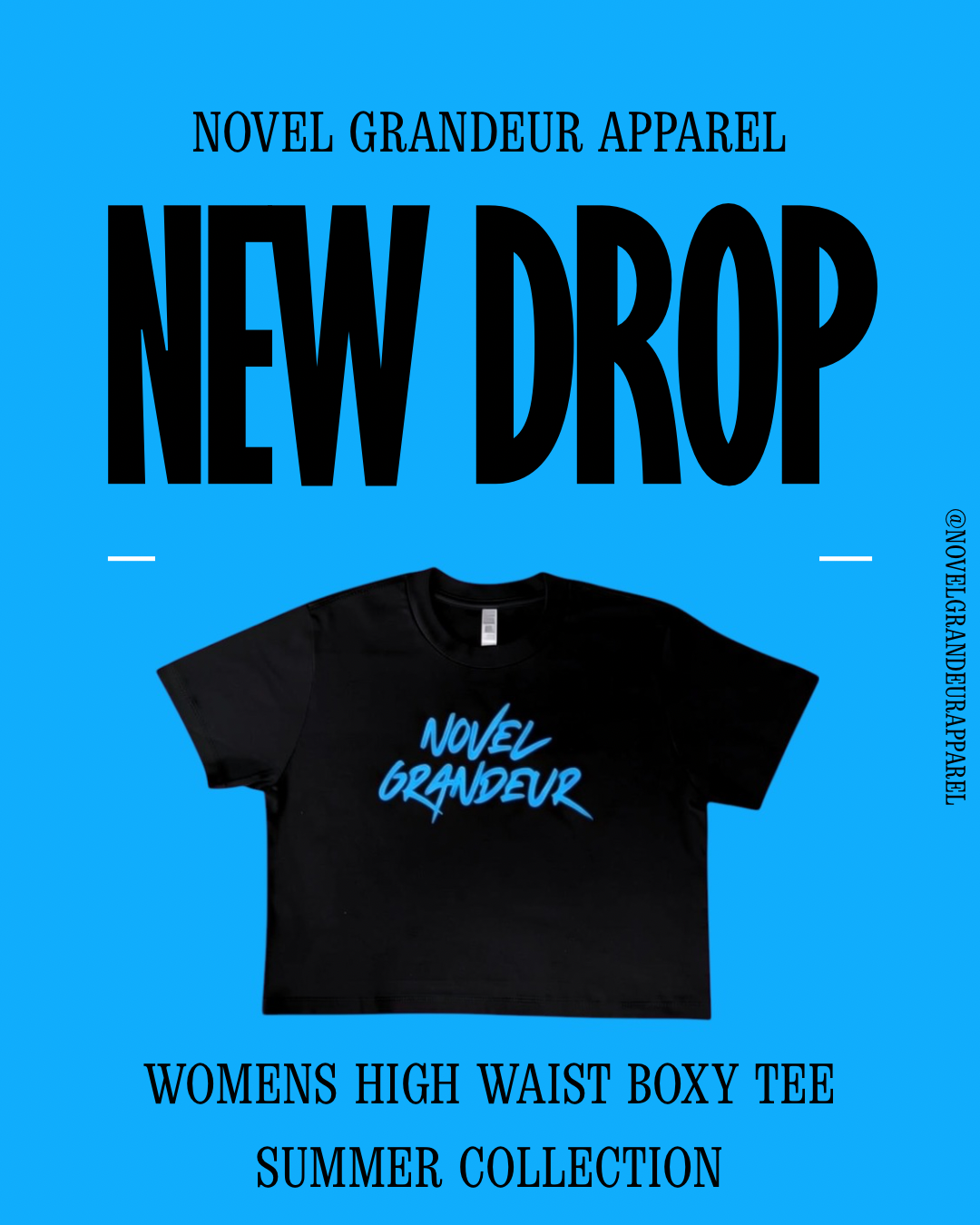 Black & Sky Blue High Waist Boxy Tee