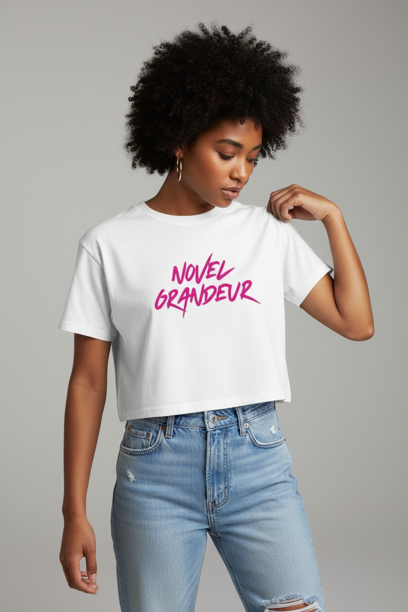 White & Pink High Waist Boxy Tee