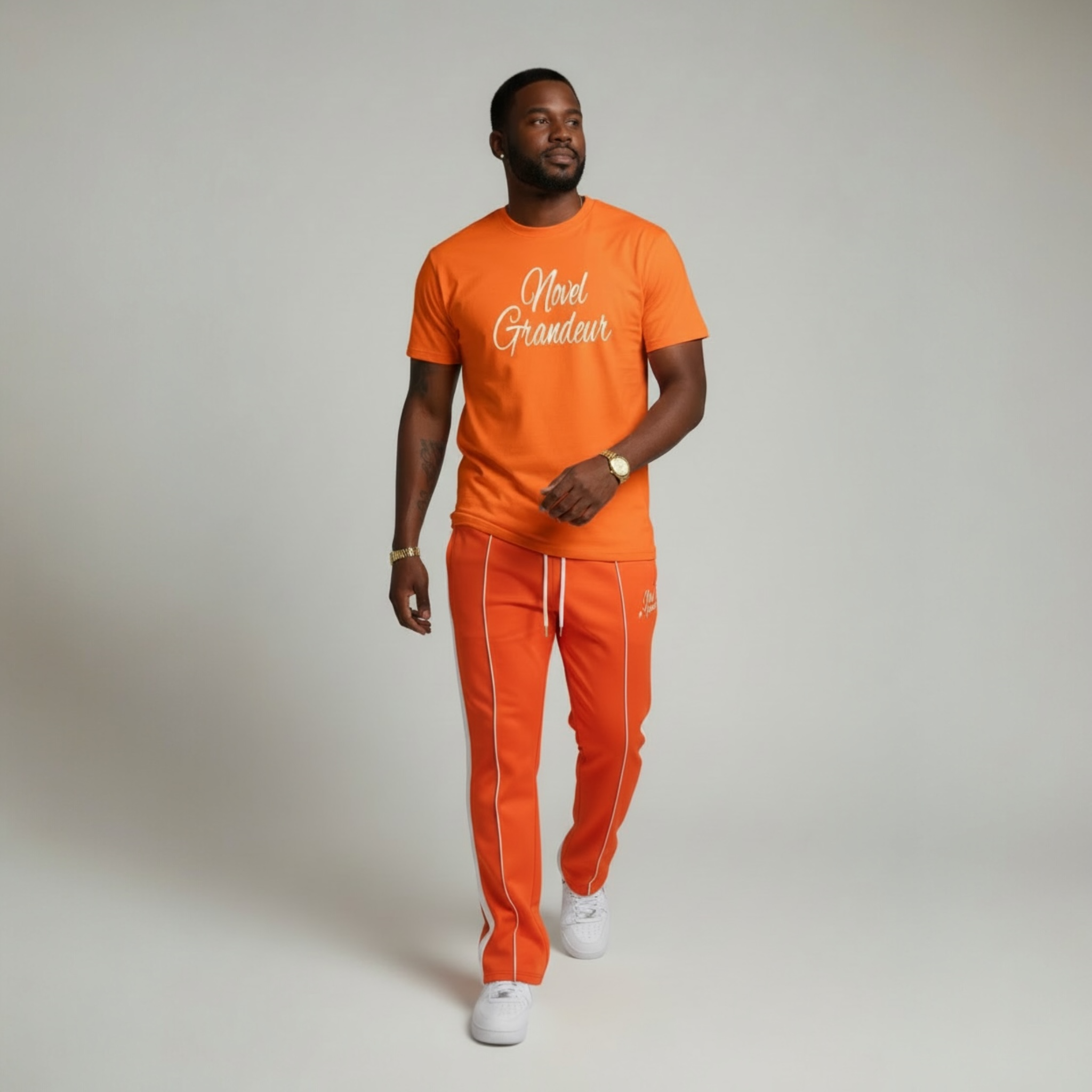 Orange & White Novel Grandeur T-Shirt